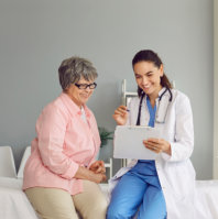 caregiver checking senior