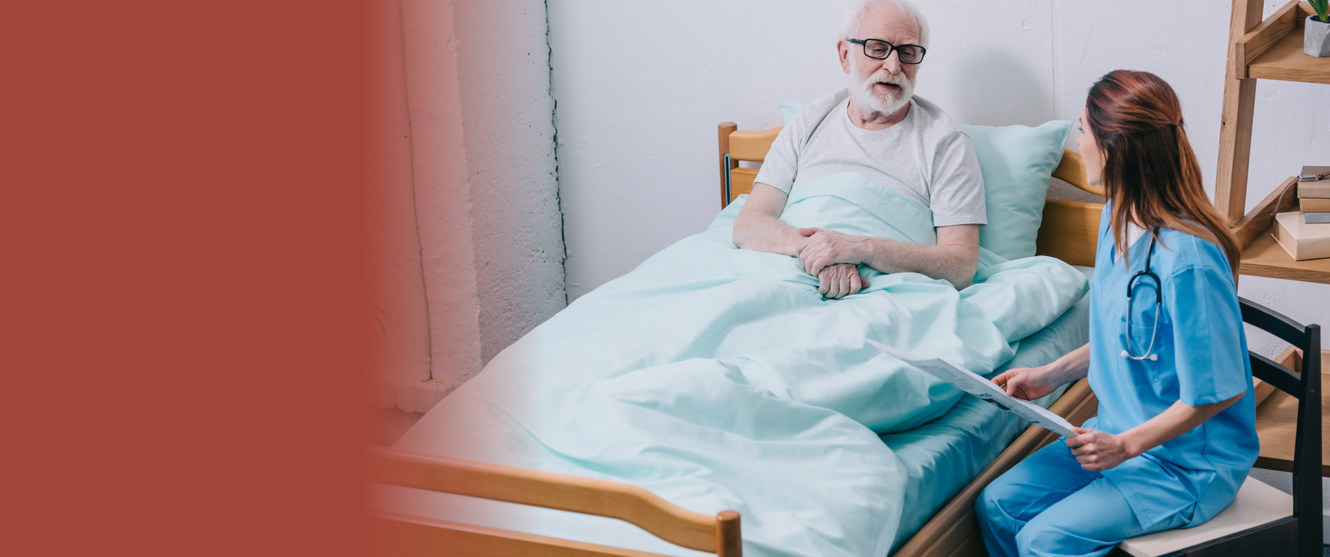 caregiver talking to senior