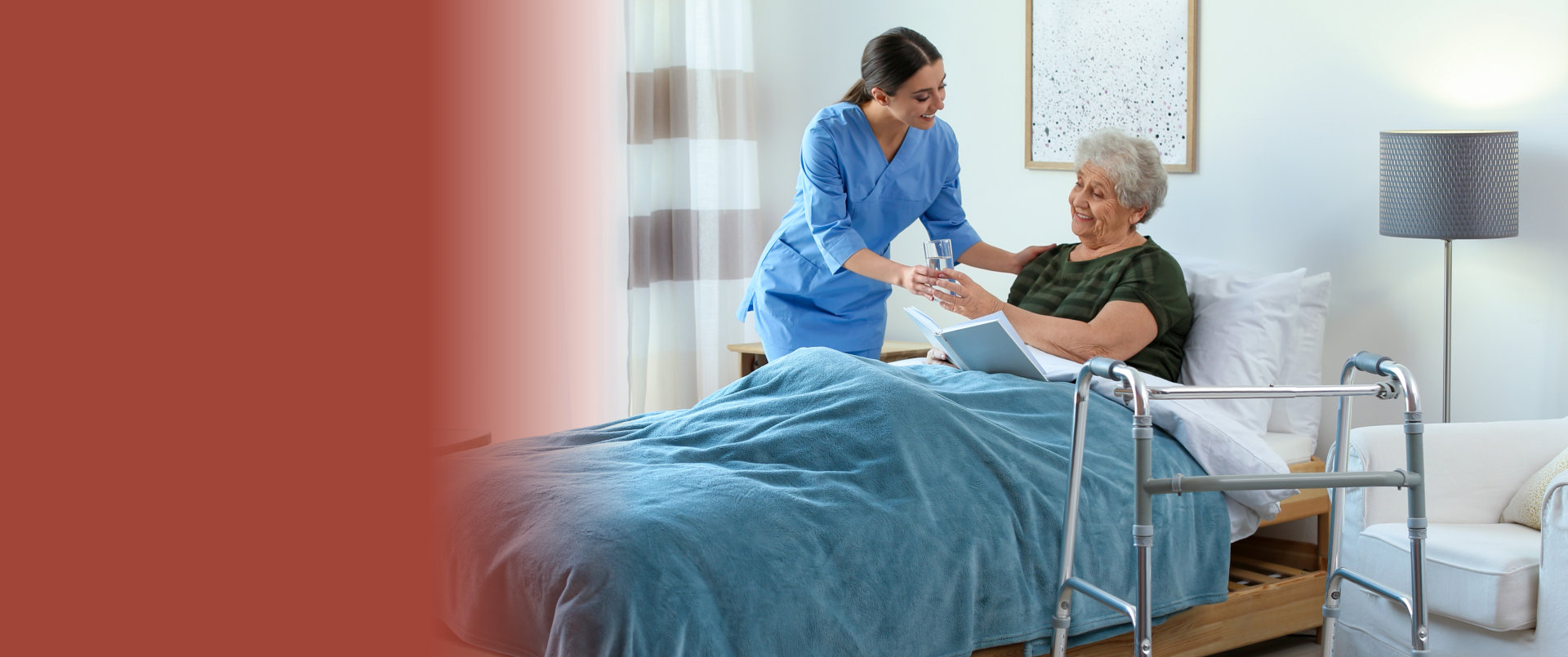 caregiver assisting senior woman