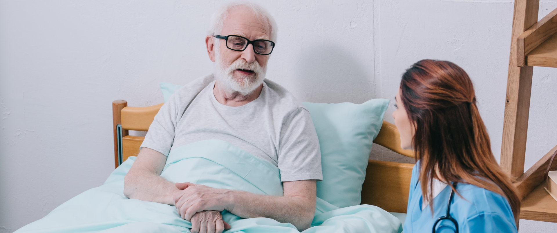 caregiver talking to senior