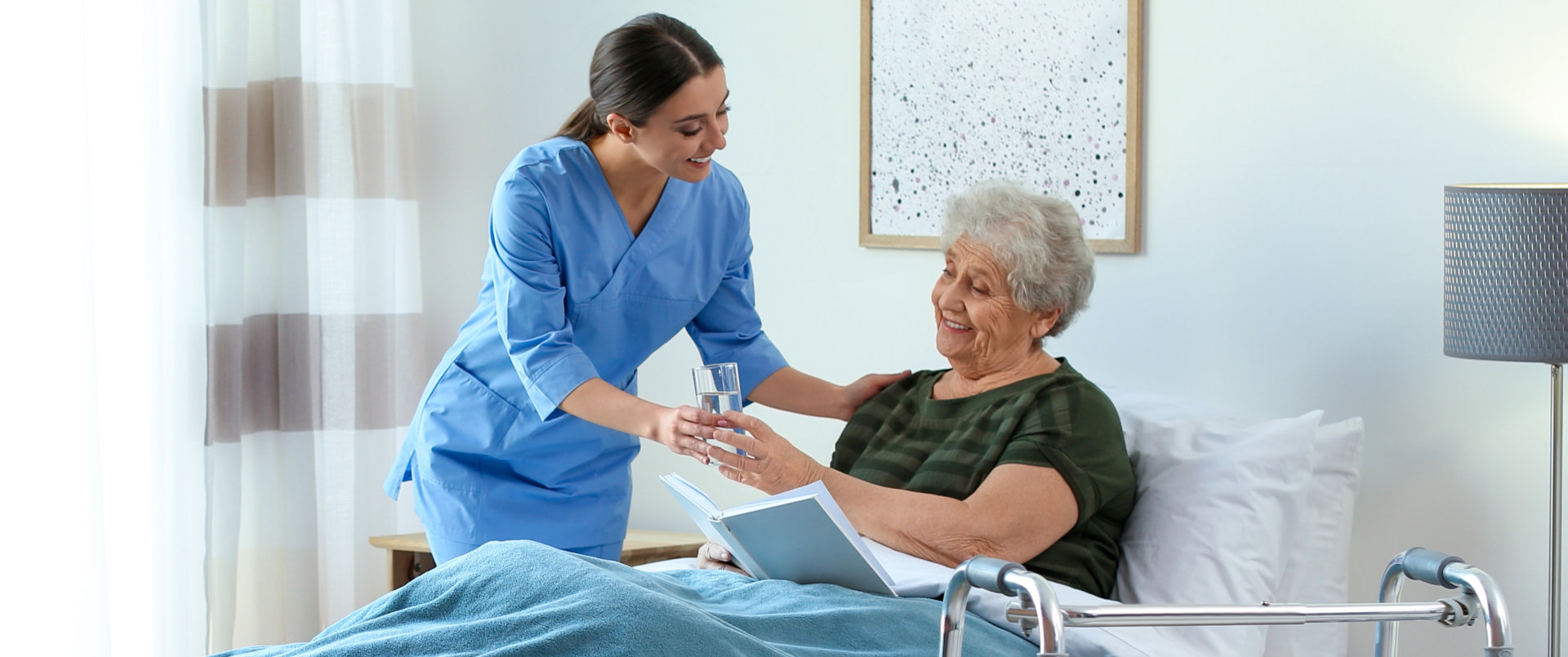 caregiver assisting senior woman