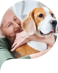 senior with pet