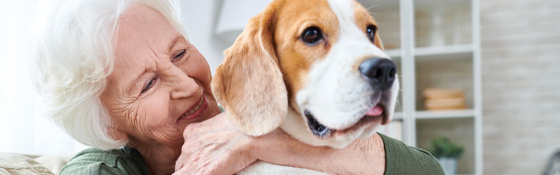 senior woman with pet